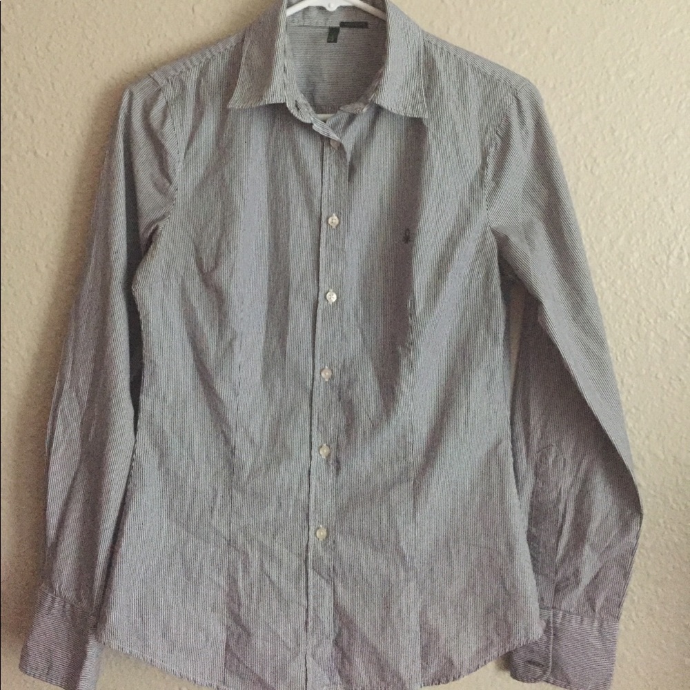 Colors of Benetton navy striped tapered button up