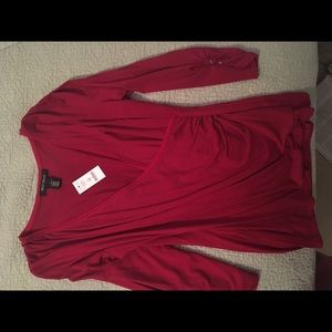 White House Black Market Red 3/4 sleeve top