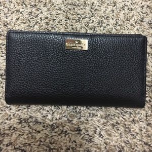 Kate Spade black leather snap closure wallet