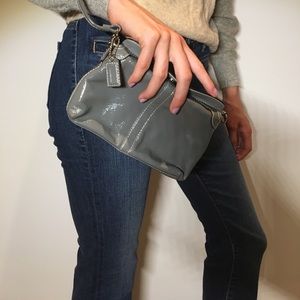 Shiny Grey Coach Small Clutch/ Purse