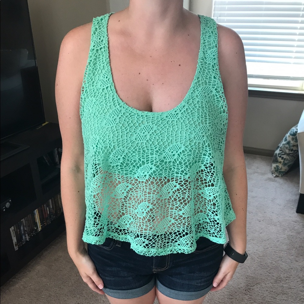 Mint Green tank top with sheer bottom