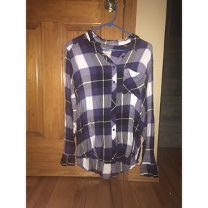 Black Purple White Boyfriend fit flannel
