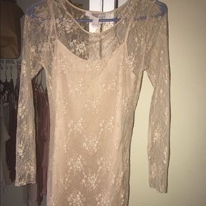 F21 Beige Lace Bodycon