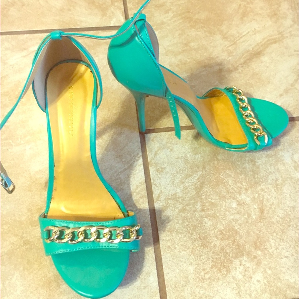 Turquoise colored heels
