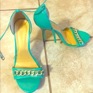 Turquoise colored heels