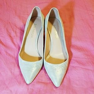Classy light gold kitten heels