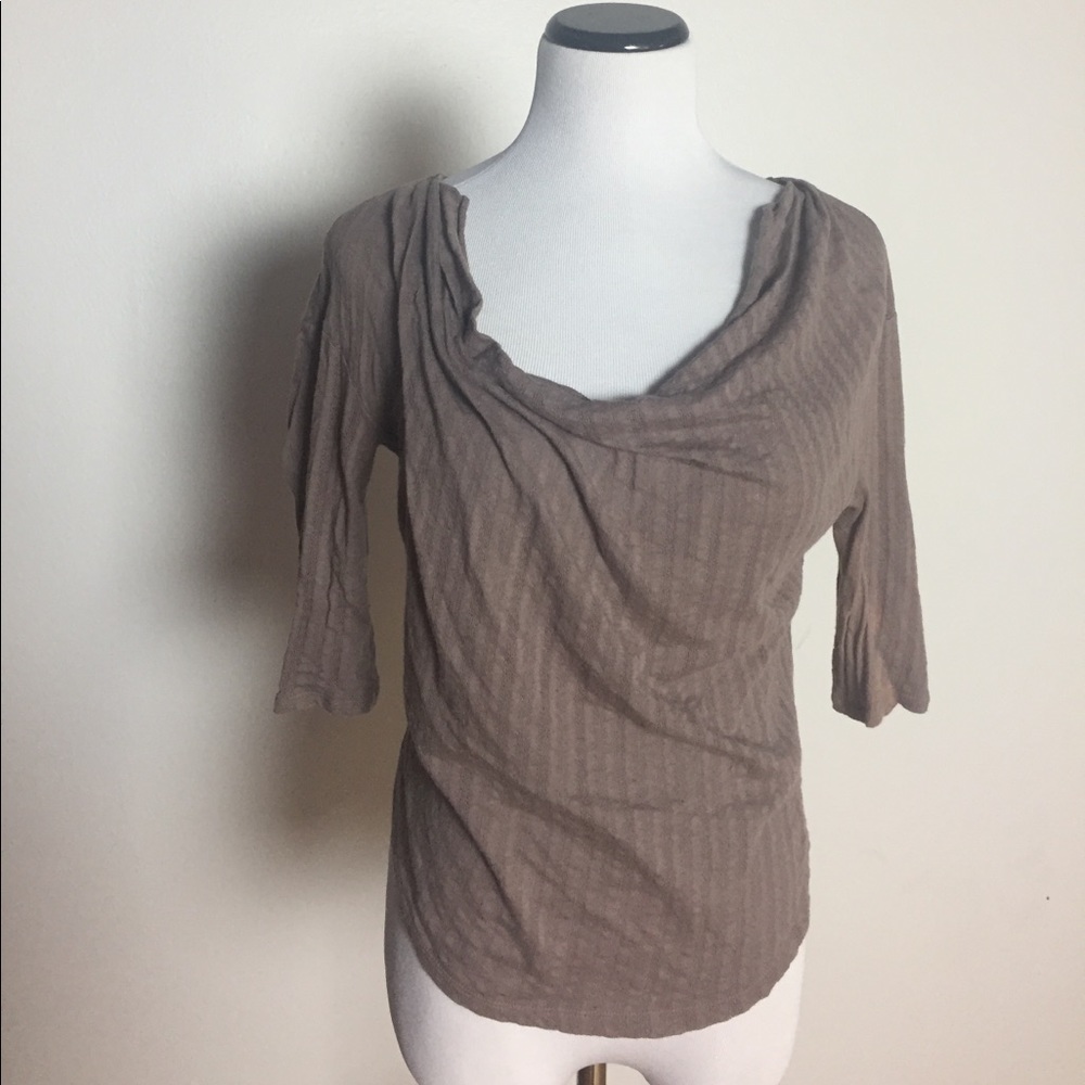 Anthropologie Deletta sz xs taupe openwork tee