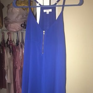 Strappy Blue Partial Zip Up Dress