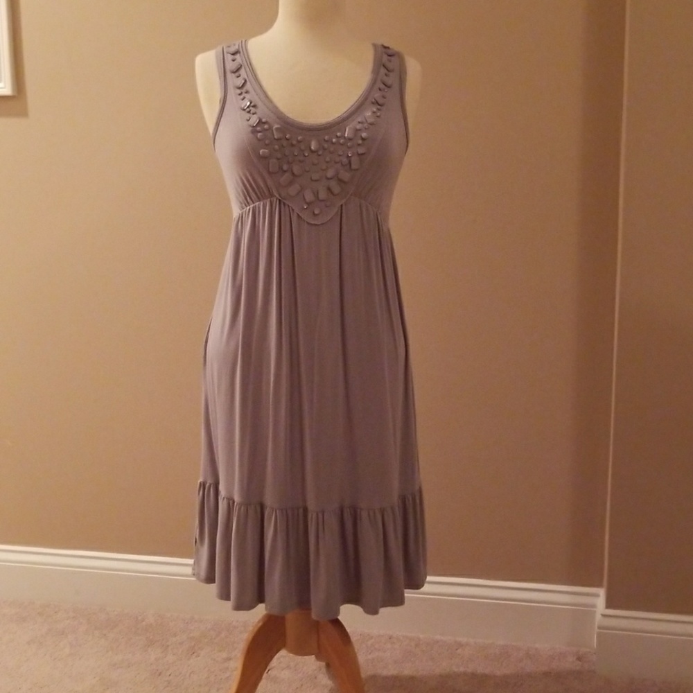 SALE💖💖gray dress with fabric gem embellishment
