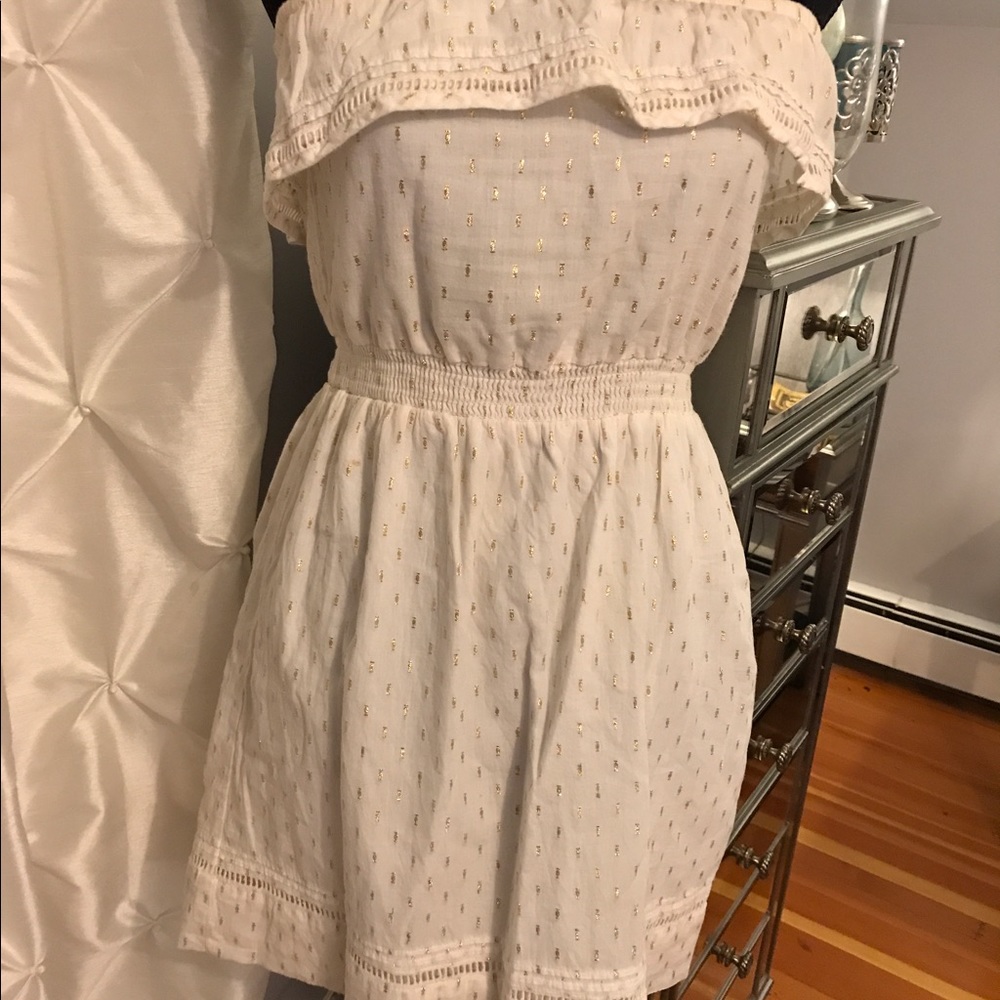 Creme and gold strapless sun dress