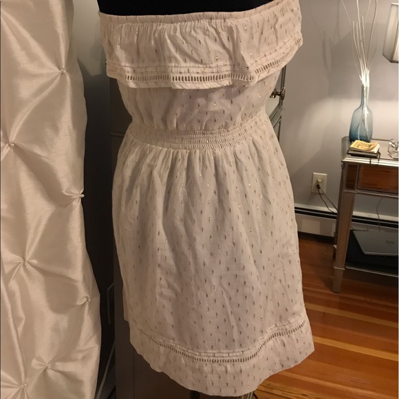 Creme and gold strapless sun dress - Picture 3 of 3