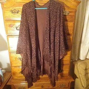 Plus Size Brown Animal Print Poncho NWOT Tunic