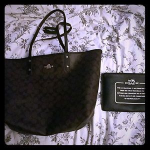 Coach Black and Brown Reversible Tote