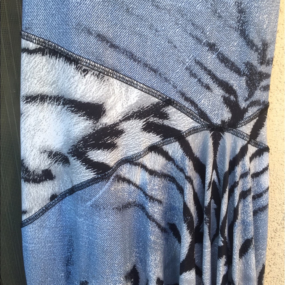 Cavalli denim tiger print asymmetric sun dress