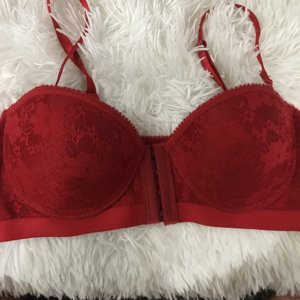 Red lace bra