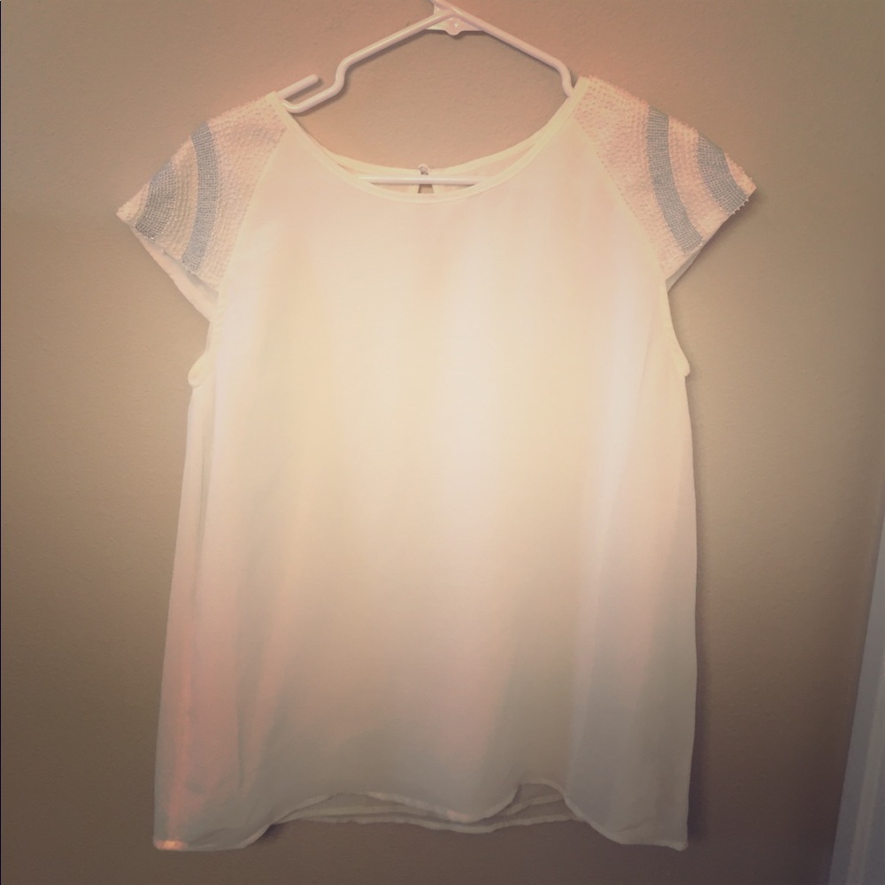 Never worn! White beaded top.
