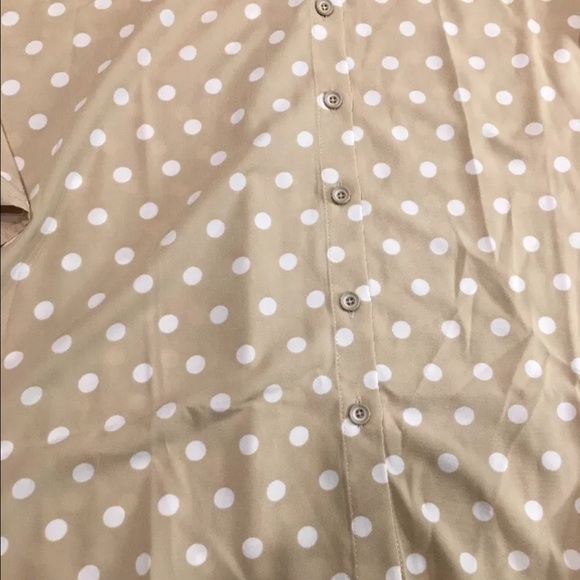 Susan Graver Cool Peach Beige Polka Dot Shirt XL - Picture 2 of 3