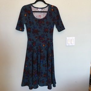 Teal floral Lularoe Nicole dress