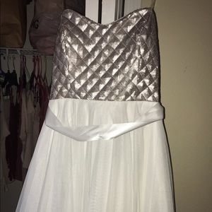 Metallic White Homecoming Dress