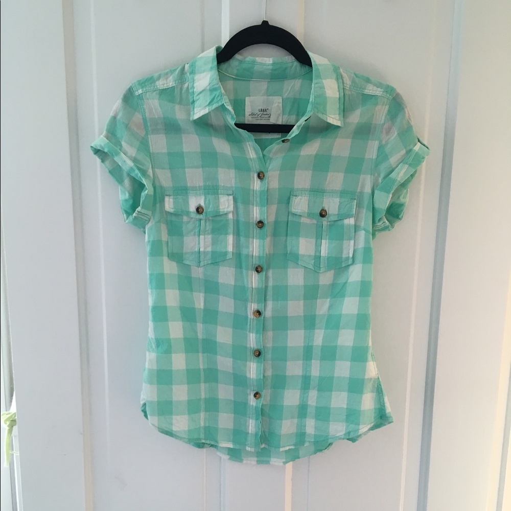 Plaid button-down shirt