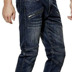Guess Travon Moto Skinny Jeans - Blue