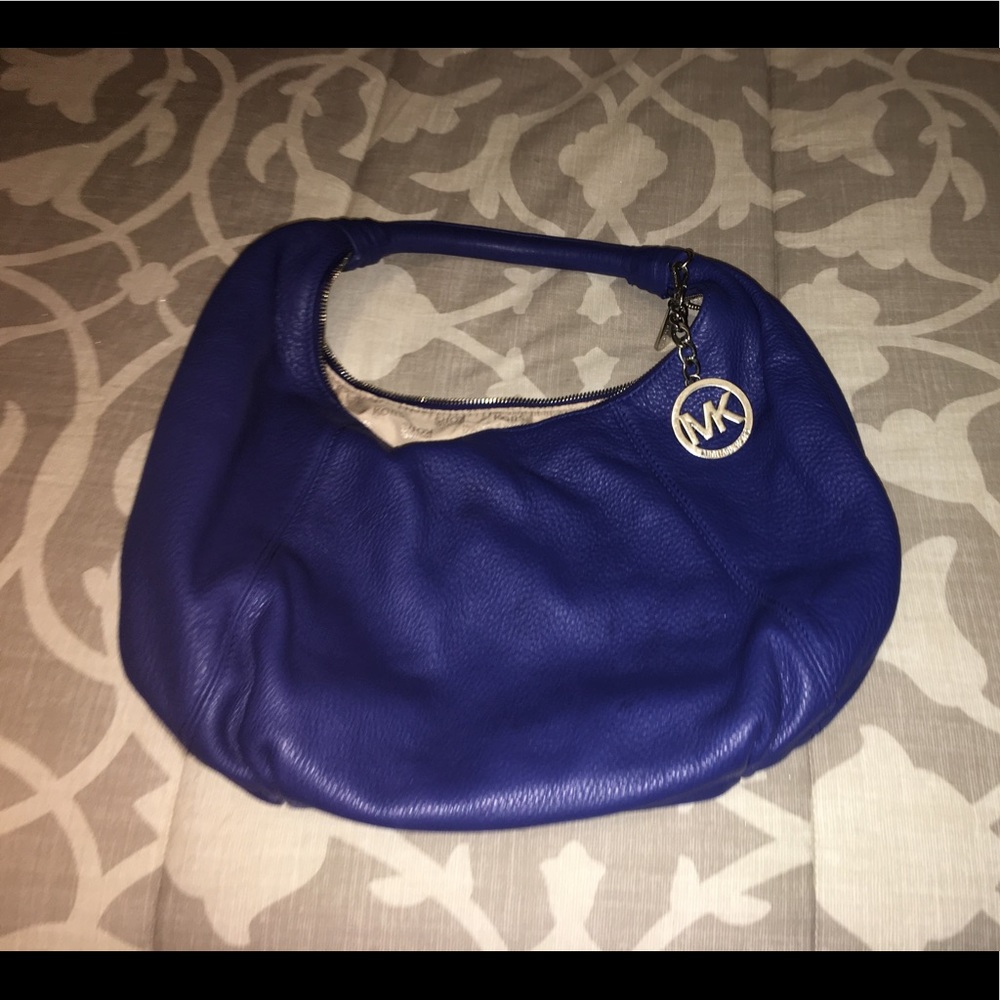 Michael Kors Genuine Leather Blue Hobo Bag