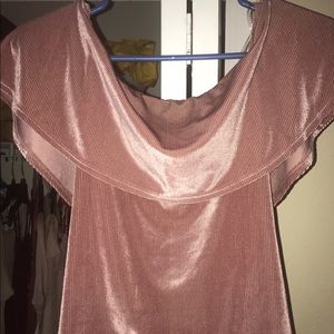 Pink Velvet Off the Shoulder Top