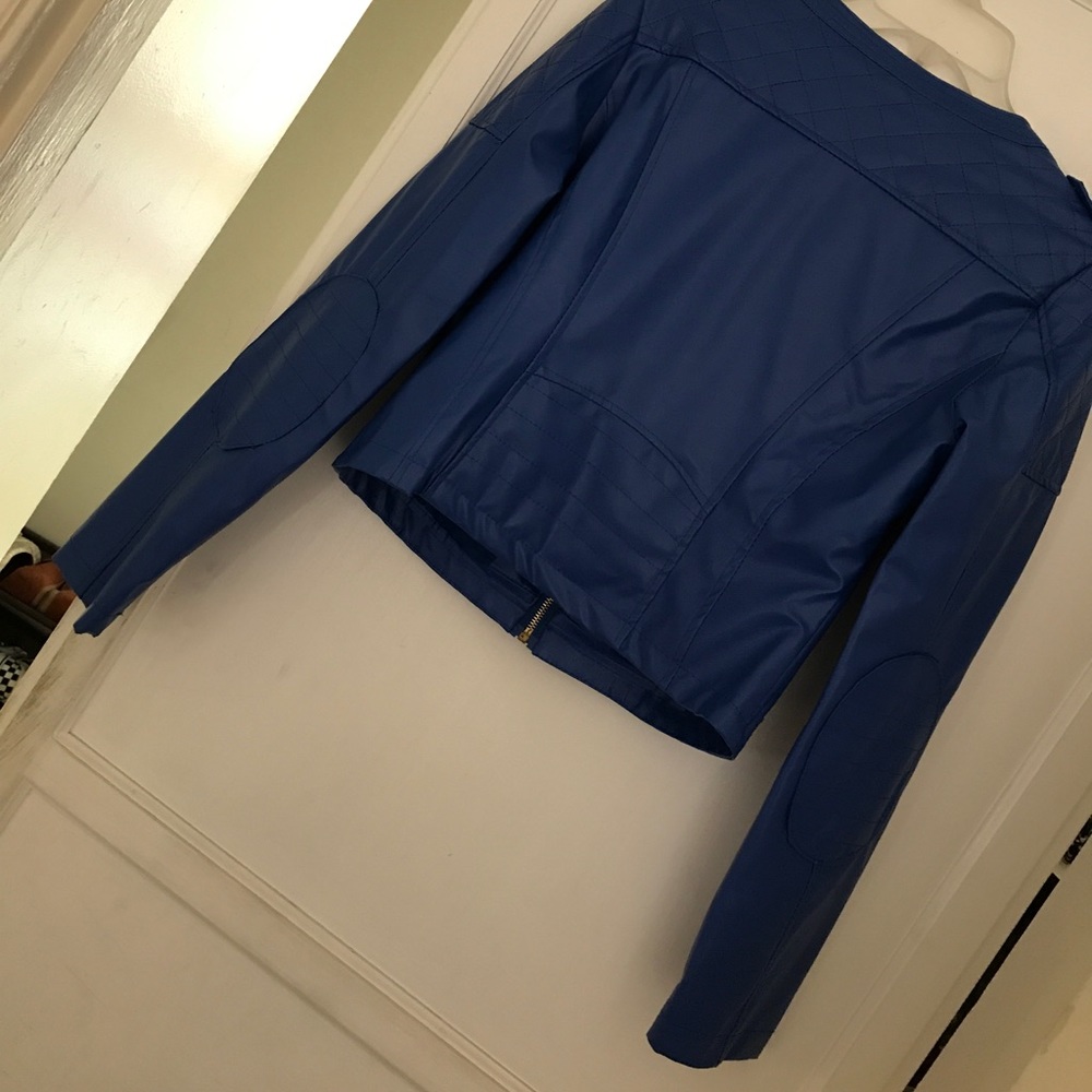 Blue faux leather jacket - Picture 4 of 7