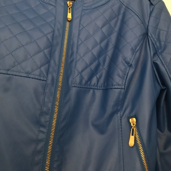 Blue faux leather jacket - Picture 2 of 7