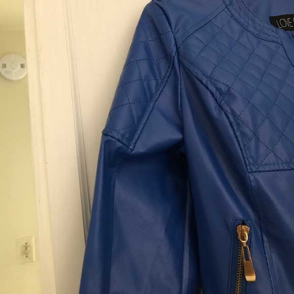 Blue faux leather jacket - Picture 3 of 7
