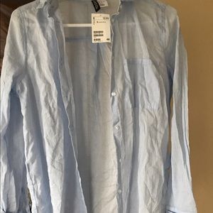 Periwinkle button up with white stripes