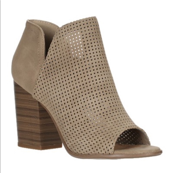 Taupe Peep Toe Booties - Picture 2 of 3