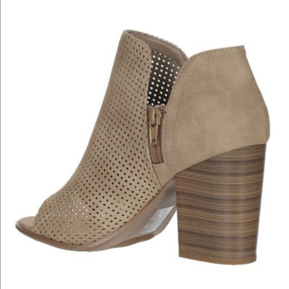 Taupe Peep Toe Booties - Picture 3 of 3