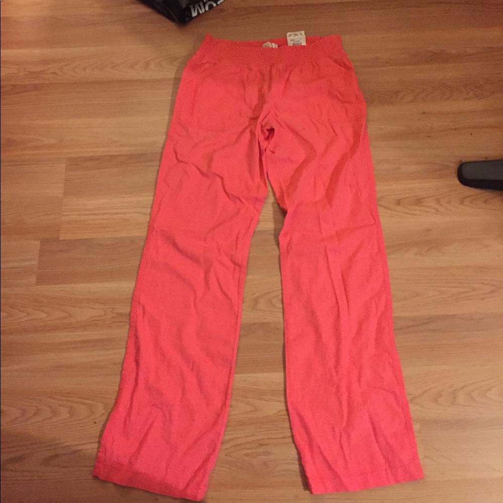 Coral linen pants
