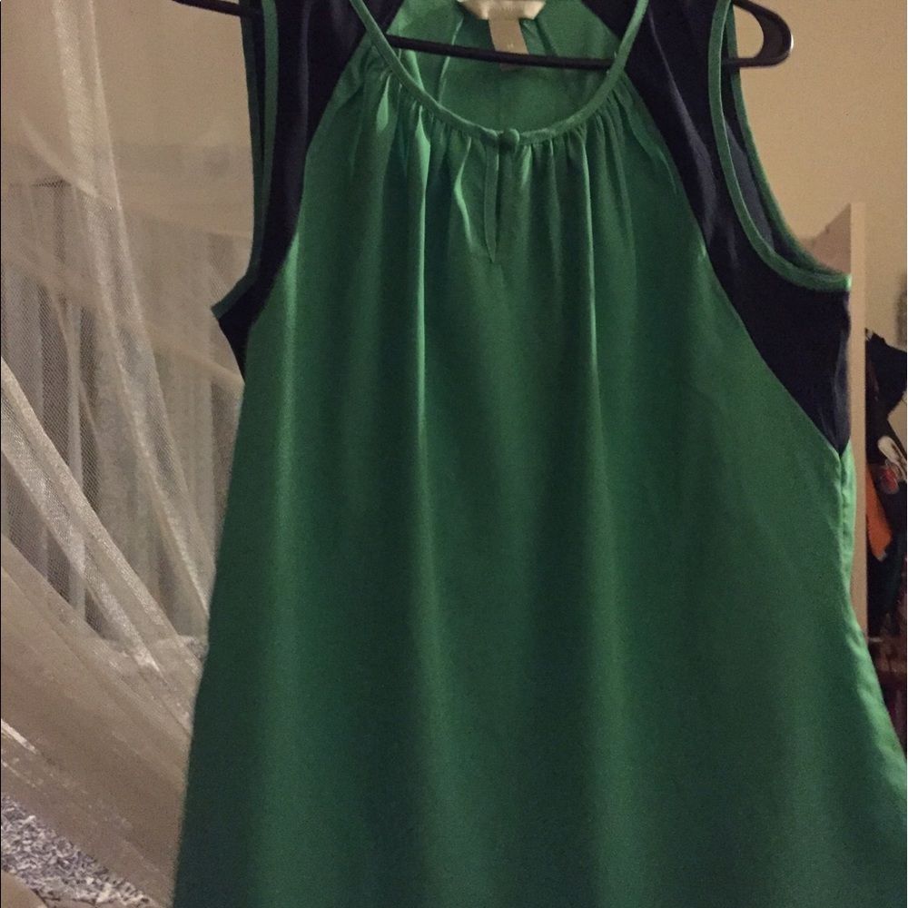 Banana Republic navy blue and green top