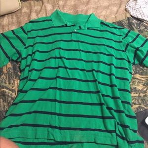 Green and blue striped polo