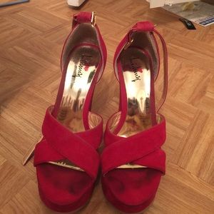 Red platform heels- heavily used
