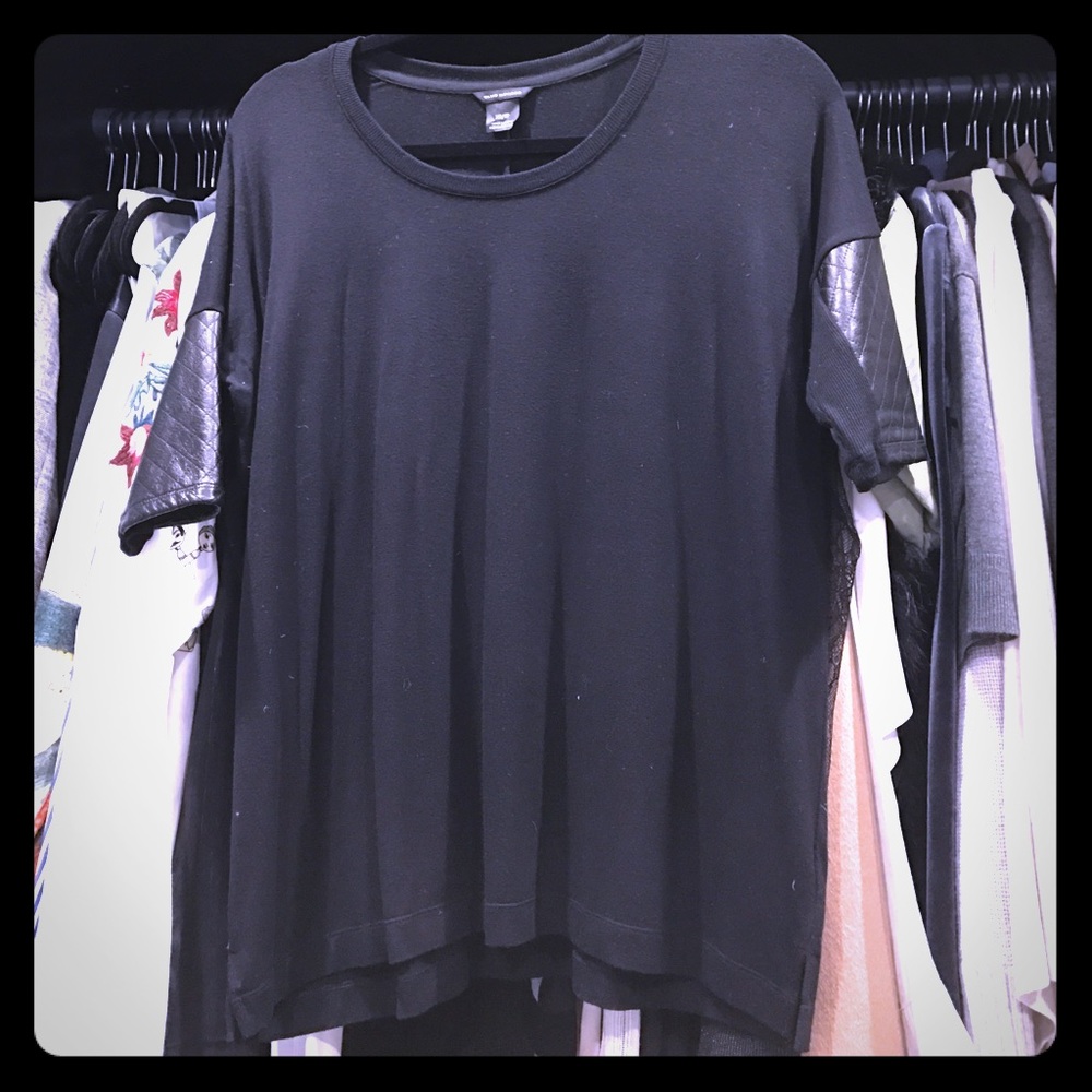 Club Monaco top with faux leather panels