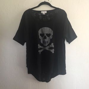 Black Rocker Girl Skull Top Size L