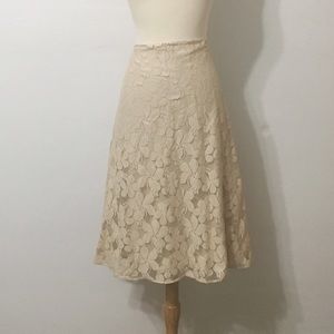 New York & Co cream all Lace a-line skirt