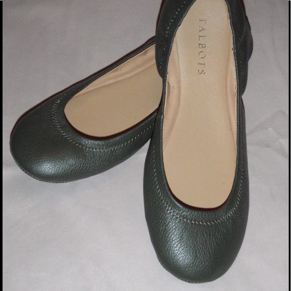 Talbots Green Leather Ballet Flats