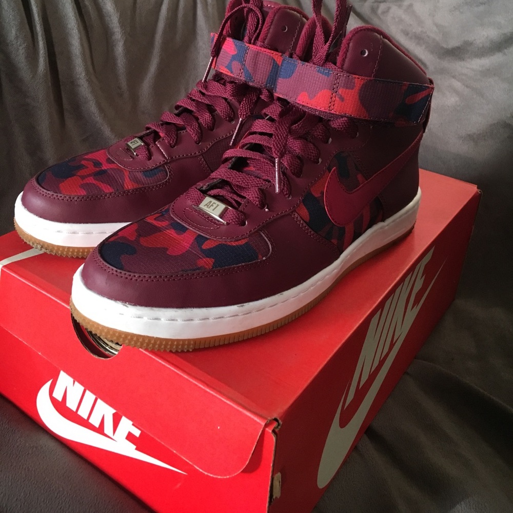 Nike red camo Air Force 1s