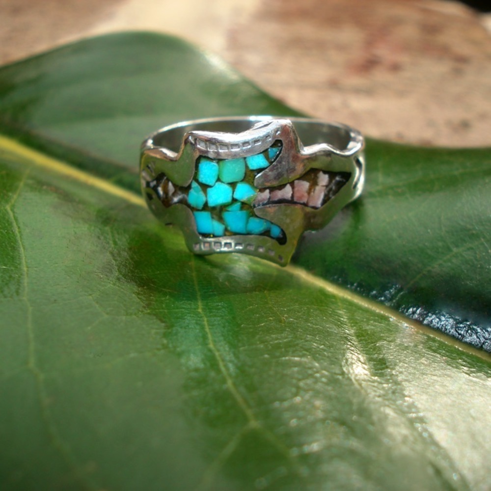 Vintage Sterling Silver Turquoise Ring - Size 8.5