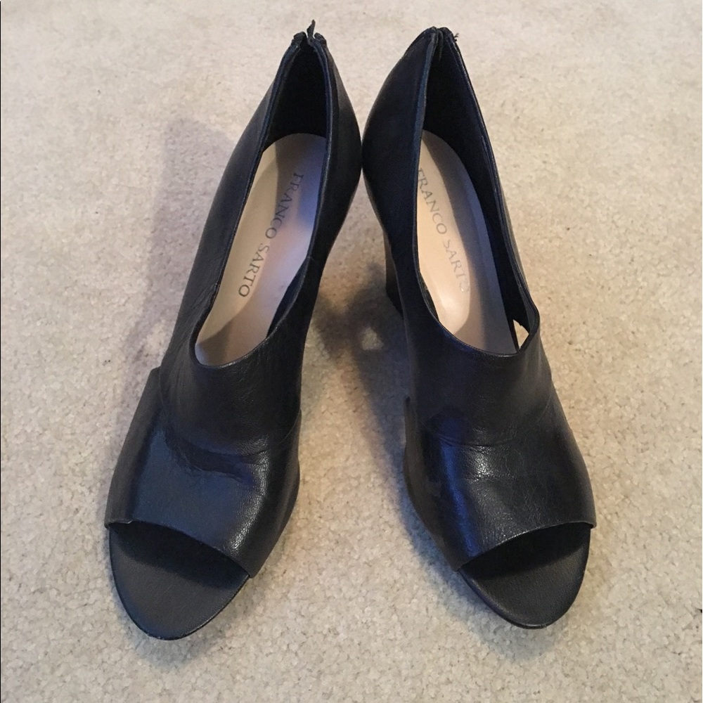 Black Peep Toe Wedges