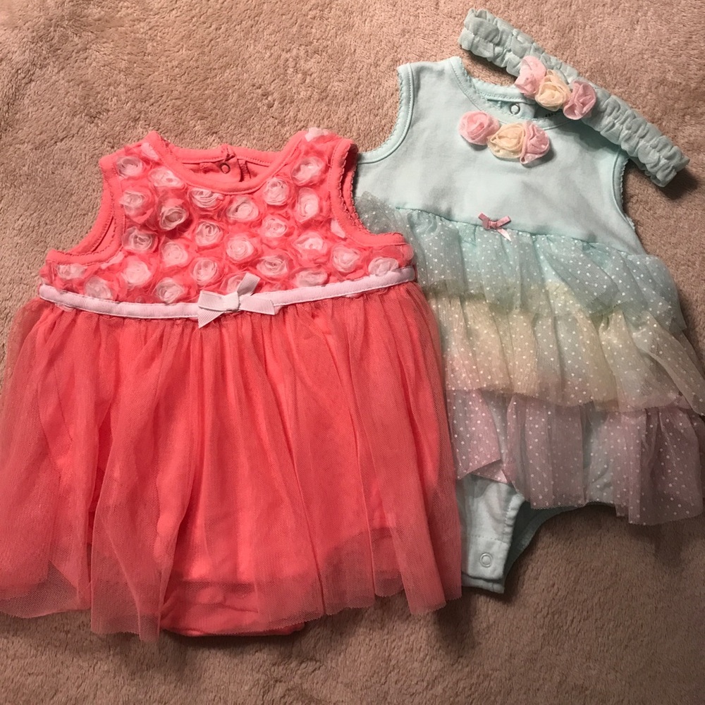 Set of Two Little Me tutu style onesie dresses