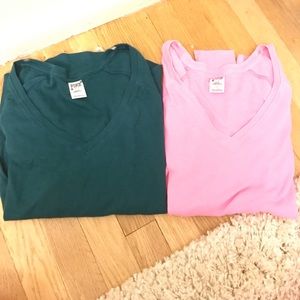 2 Victoria's Secret waffle long sleeved shirts