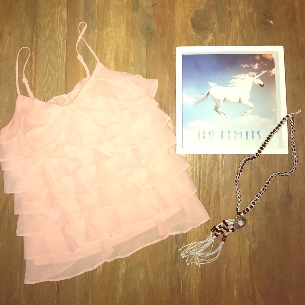 Candie's ruffle soft pink tank.