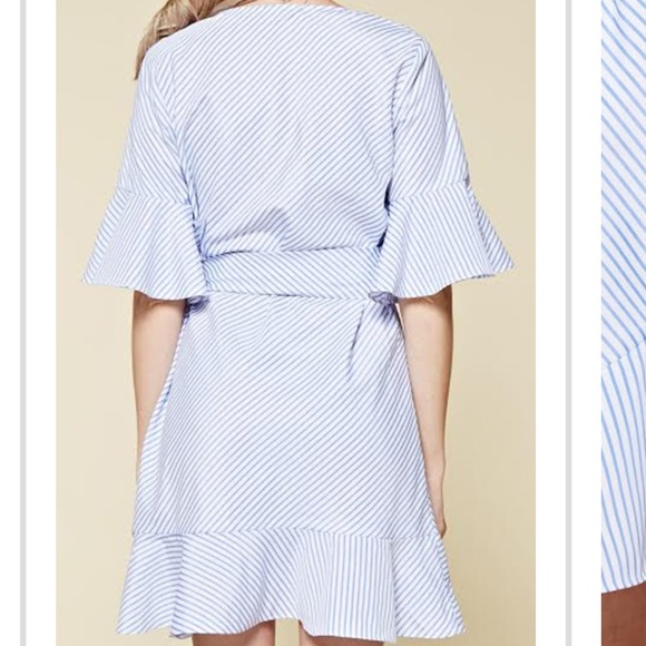 LAST ONE! Blue & white striped wrap dress💙, sz L - Picture 4 of 8
