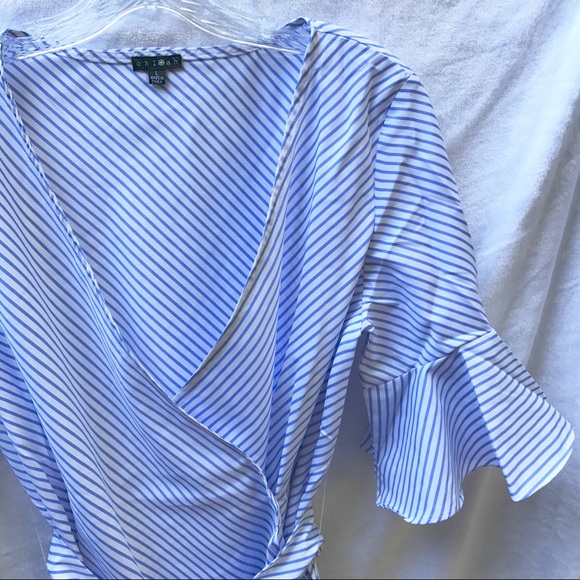 LAST ONE! Blue & white striped wrap dress💙, sz L - Picture 5 of 8