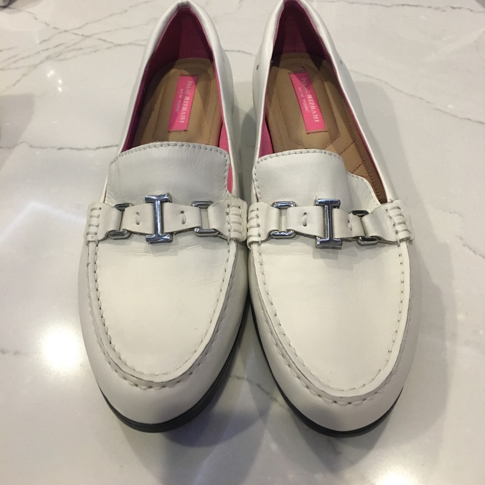 NWOT/box) 8.5 Leather Isaac Mizrahi White Loafer
